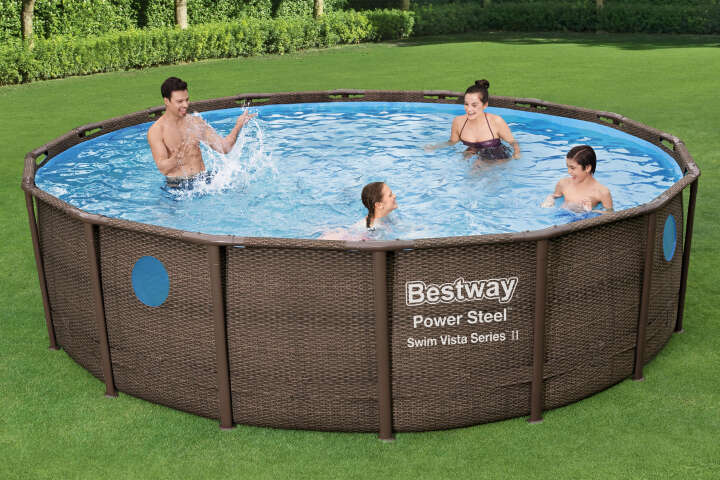 Bestway Power Steel™ Swim Vista Series™ Frame Pool Komplett-Set mit Filterpumpe rund 488 x 122 cm